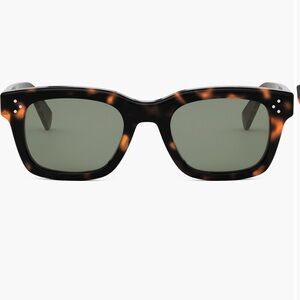 Celine Dark Havana Sunglasses with Green Lenses